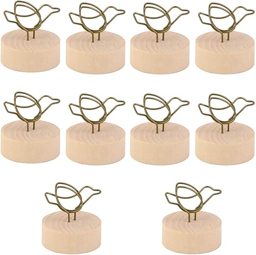 Ruiting Fotoklammern Holz, Memo Clip Halter Vogel Form 10 Stücke Metall