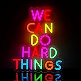 WittyRhE We Can Do Hard Things Neon Signs Dimmable LED Inspire Neon Lights Wall Decor for Kids Room Classroom Bedroom Living Room Study Gift Art for Kids Friends -14.61 x 12.2 IN-USB Powered-Acrylic