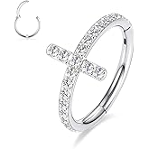 16G Cartilage Earring Hoop 316L Surgical Steel Daith Helix Conch Earrings Tragus Rook Earrings CZ Opal Septum Jewelry Seamless Clicker Nose Rings Hinged Segment Ring Hoop Earring for Women Men