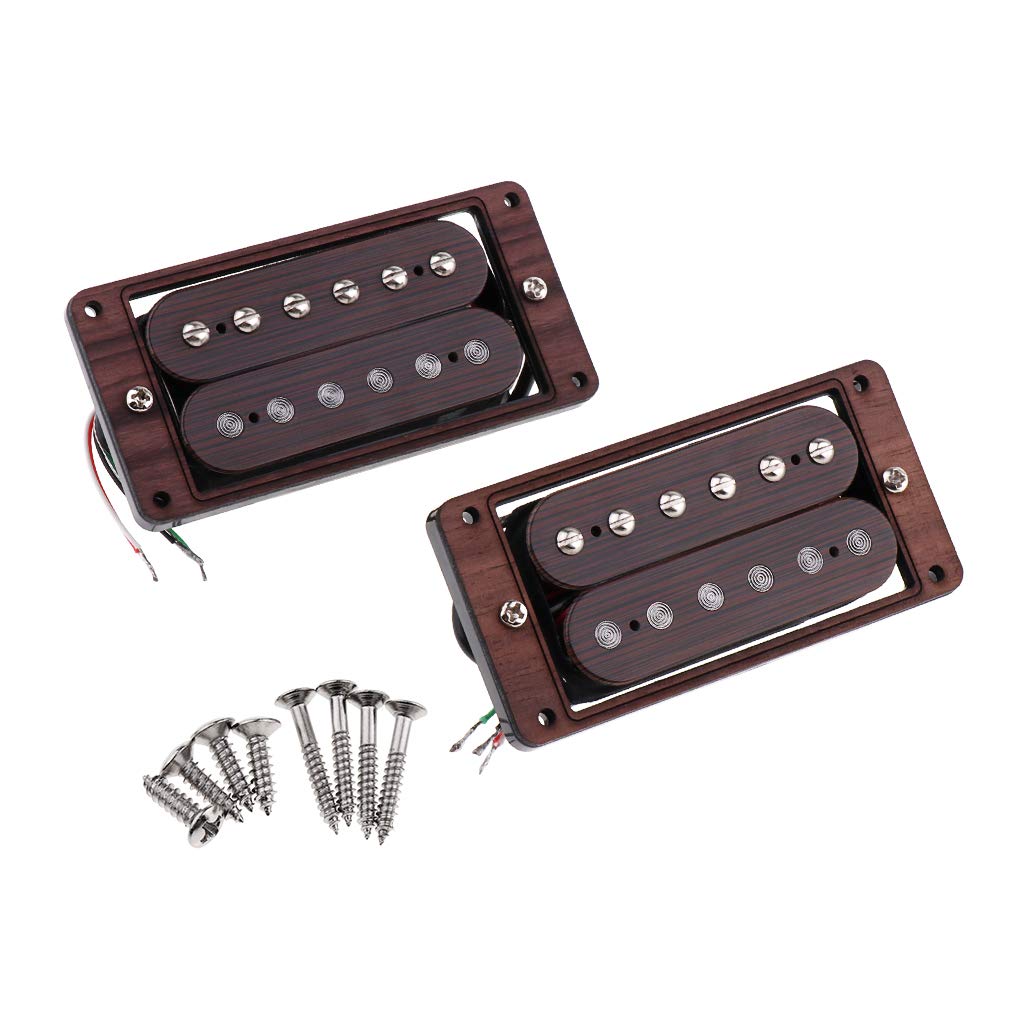 Alnicov Guitar Double Coil Pickups Neck and Bridge with Screws Rosewood Pickup for Electric Guitar Parts