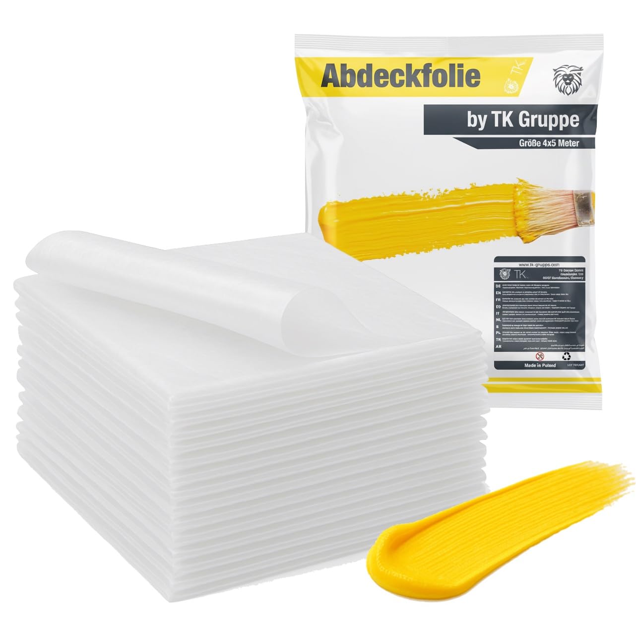 PlaneEasy.® 6 x masking film, 4 x 5 m painter's tarpaulin, 160 m² tarpaulin, extra strong and transparent construction film, painter's film and painter's fleece wallpaper, painter's tarpaulin for