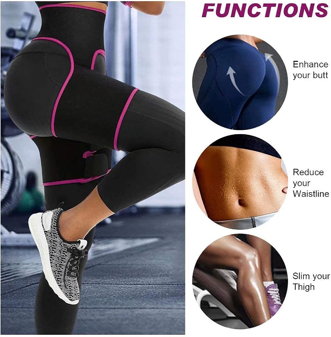 Waist and Thigh Trainer Butt Lifter Neoprene Hip Raise Thigh Slimmer Sweat Trimmer Plus Size Women and Men Workout: Clothing