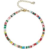 Wremily Natural Stone Beaded Anklets Bracelets for Women Handmade Beaded Anklet Bracelet Waterproof Boho Beads Ankle Bracelet Adjustable Summer Jewelry