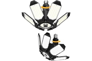 Adiding LED Garage Light Rotatable 2 Pack, Bright Basement Shop Ceiling Bay Lighting Fixture w/ 6 Adjustable Panels Screw in E26 E27 Bulb Base for Attic, Shed, Warehouse, Home Gym, Utility, Workshop