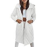 Imily Bela Womens Long Quilted Puffer Jacket Lightweight Zip Up Hooded Drawstring Winter Coats Outerwear with Pockets