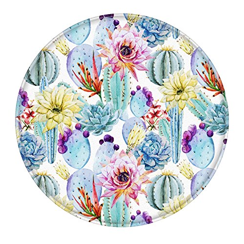 image for Cactus 2-Feet Round Bathroom Rug, Uphome Flannel Microfiber Non-slip S