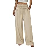 EVALESS Womens Palazzo Pants Summer Boho Wide Leg High Waisted Casual Lounge Flowy Pant 2026 Beach Travel Vacation Outfits
