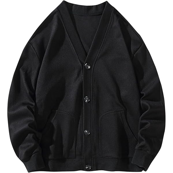 QUNPIU Men's Button Down Long Sleeve Open Front Sweater