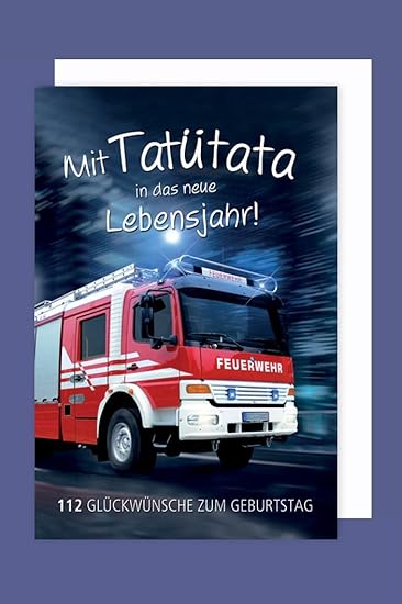 Feuerwehr Geburtstag Karte Grußkarte Tatütata 112 16x11cm: Amazon.de