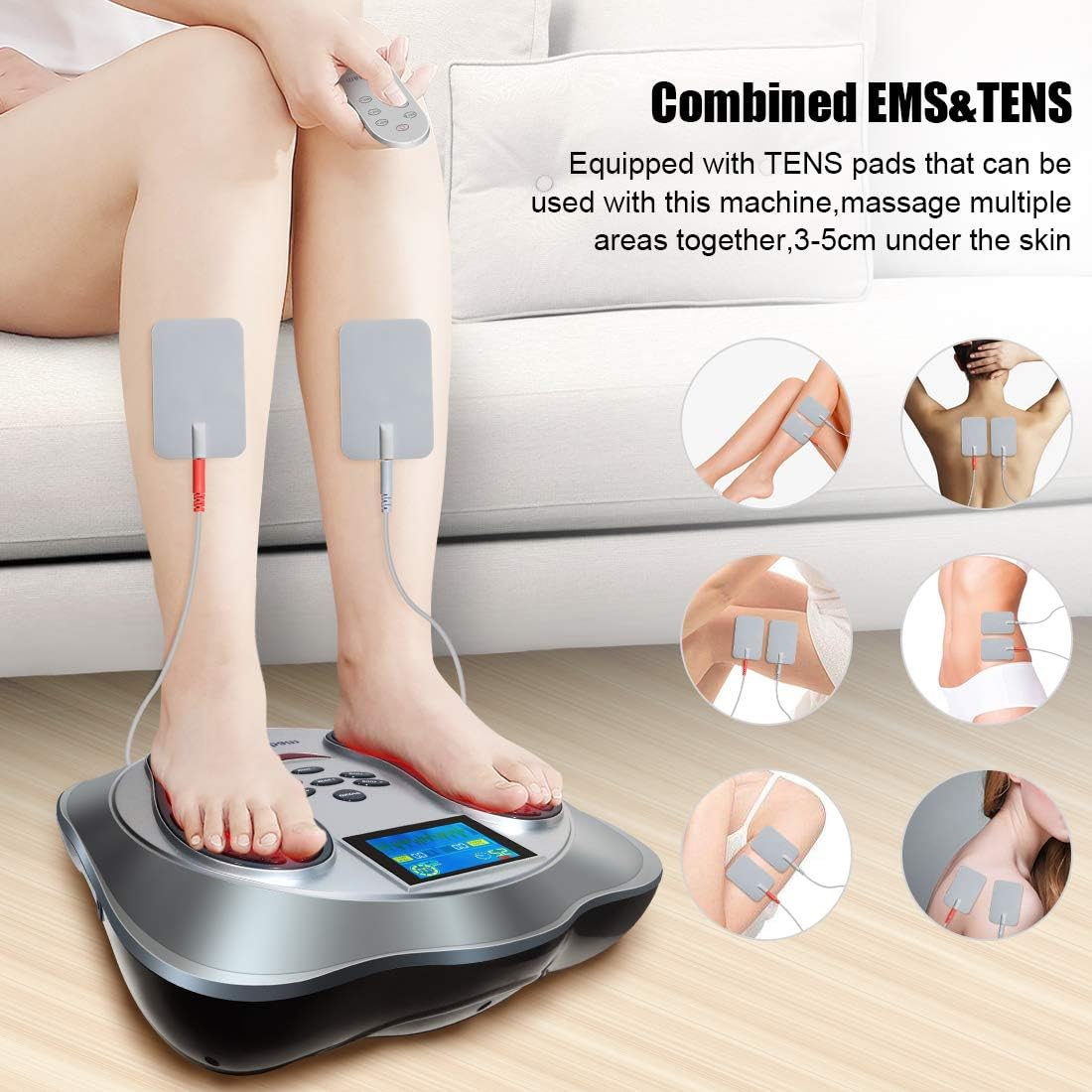 Goyibam Foot Circulation Plus, Medical Foot Massager Machine with 4 Electrode Gel Pads, EMS & TENS Muscle Stimulator - Reduce Legs Soreness and Swelling (Foot Massager): Health & Personal Care