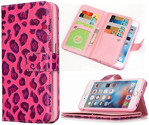 iPhone 5S Wallet Case HYSJY iPhone SE Wallet Purse for Women Men with Card Slots Stand Feature Card Holer Folio Wallet case Cover Fit iPhone 5/5S/SE(YH-Rose)