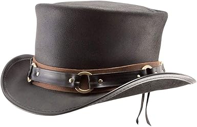 brown leather top hat