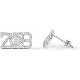 Sorority Shop Zeta Phi Beta Earrings — ZPB White Gold Plated Sorority Gifts Earrings, Long-Lasting Zeta Phi Beta Gifts for Women