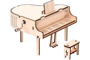 YII WMOC 3D Wooden Puzzle Music Box Piano, Hand Crank Music Box,Teaser Science and Education Education DIY Kits 3D Puzzles for Adults (Piano)