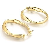 Gold Hoops Earrings for Women 14K Gold Earrings for Women Hoops Earring for Womens Hoop Twisted Wave Hoop Earring for Womens