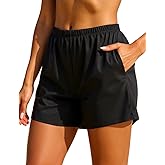 Hilor Women's Swim Shorts High Waisted Swimsuit Board Shorts Quick Dry Boy Leg Swim Bottom with Pockets