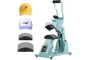VEVOR Hat Heat Press Machine, with 2pcs Interchangeable Platens, Precise Temperature and Time Control, Hat Press for HTV Iron On and Sublimation Projects, for Caps, Headbands, Cuffs, Face Masks, Green