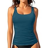 Aqua Eve Tankini Tops for Women Swimwear Top Only Tummy Control Bathing Suit Top No Bottom (Available in Plus)