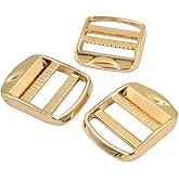 DGOL 10 pcs 1 inch Metal Zinc Alloy Ladder Lock Slider Adjustable Webbing Strap Release Buckles (Golden)