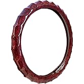 LSAUTO Wood Grain Steering Wheel Cover - Comfortable Grip, Artistic Design, Easy to Install, Universal Fit for Cars, Trucks, Vans & SUVs (Red)
