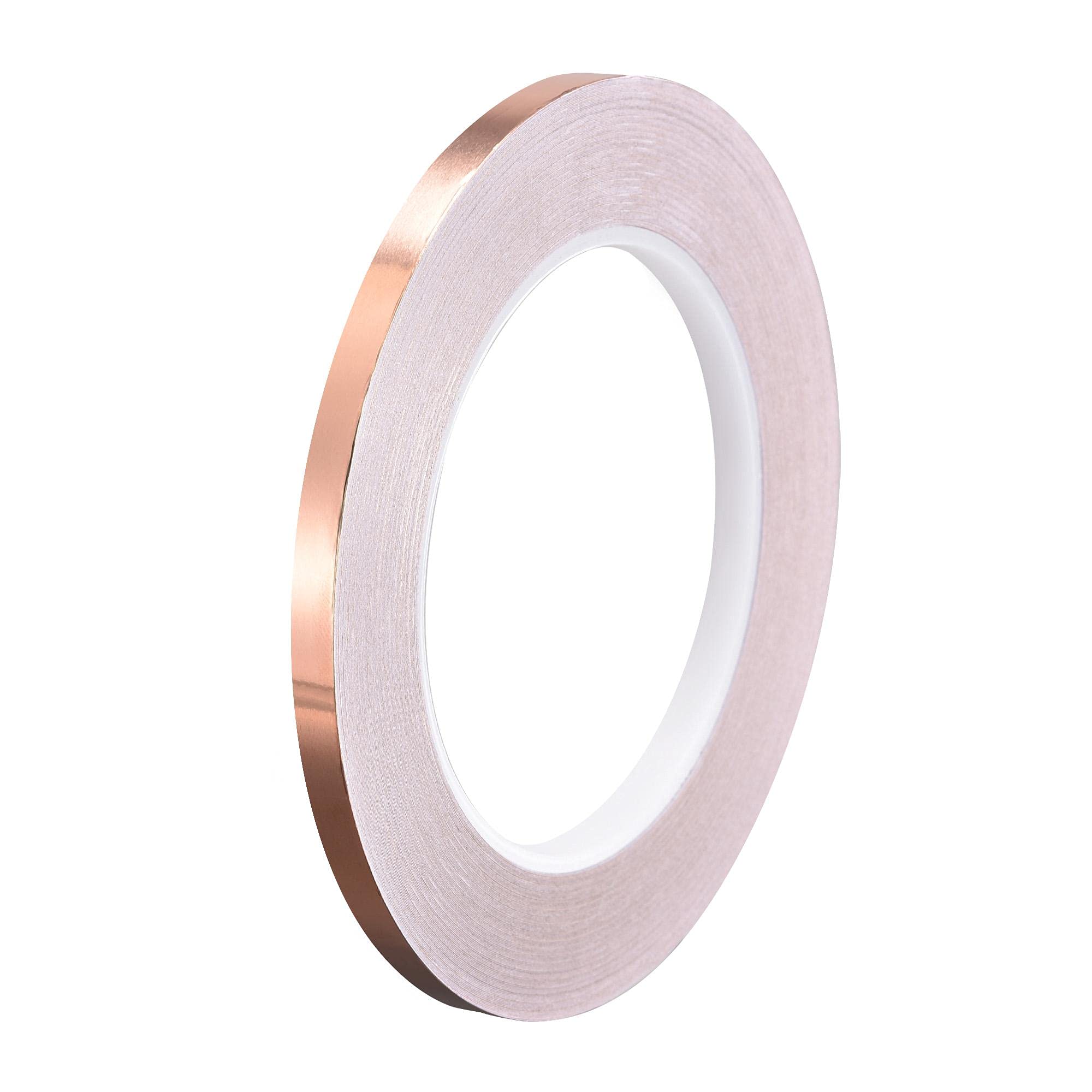 sourcing map Single-Sided Conductive Tape Copper Foil Tape Adhesive 6mm x 30m/98.4ft for Guitar,EMI Shielding Crafts, Electrical Repairs 2pcs