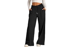 Femfady Women's Pants Wide Leg Casual Loose Drawstring Elastic Waist Stretch Sweatpants