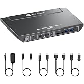 AV Access KVM Switch 2 Monitors 2 Computers, 4K@60Hz KVM Docking Station | 100W PD, Gigabit Ethernet, EDID, USB 3.0, SD Card, Dual Monitor KVM Switch for Laptop &amp; Desktop PC, Ideal for Home Office