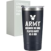 Onebttl Army Gifts For Men, Army Military Vacuum Insulated Tumbler 20oz With Lid and Straw - Played Navy As A Kid