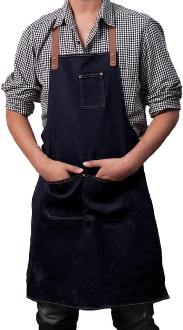 ianheng Bib Aprons with Pockets Chef Apron for Women Men Home Baking Waitress Painting
