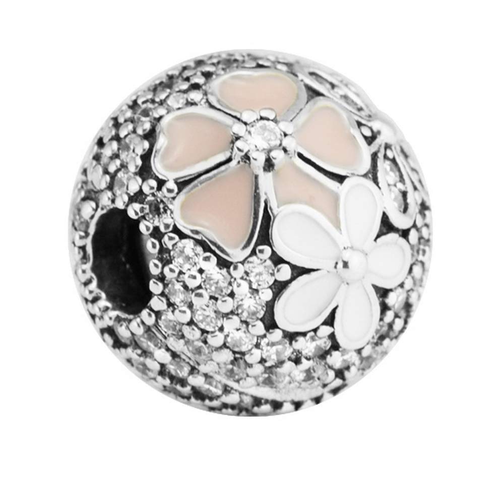 PANDOCCI 2017 Spring Collection DIY Fits for Pandora Bracelets Authentic 925 Sterling Silver Poetic Bloom Clear CZ Clip Beads Charm Jewelry