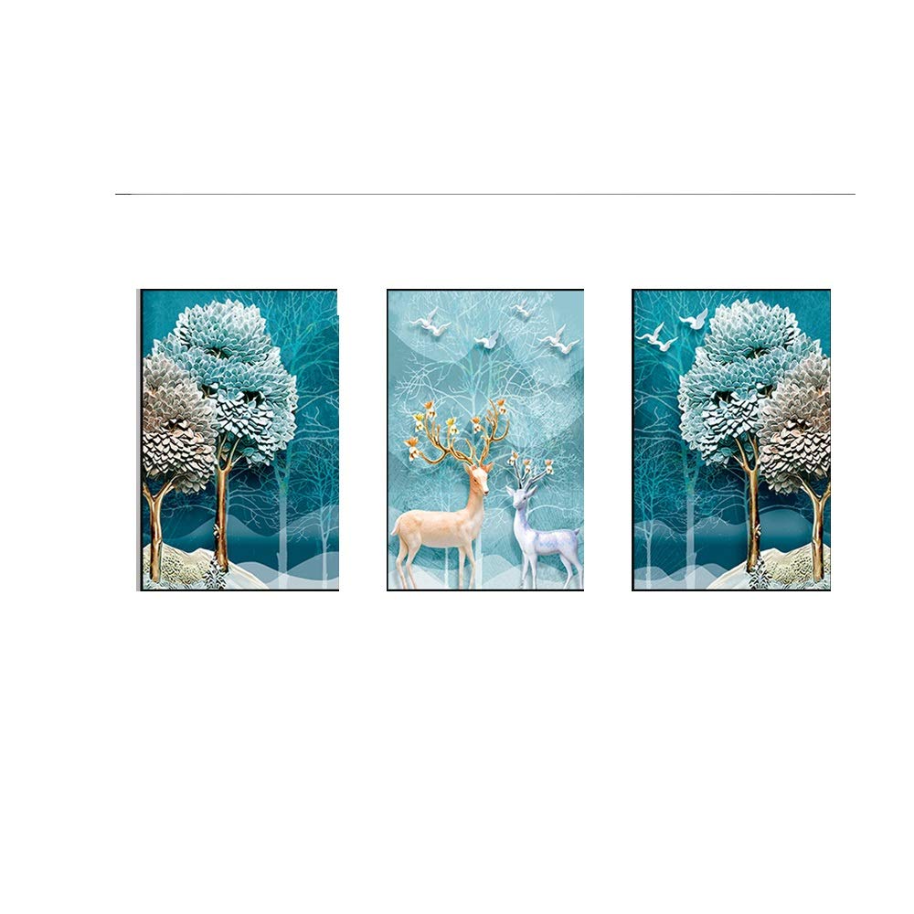 かわいい 60x90cm Size Triptychのための背景の壁のヘラジカの掛かる絵画 装飾的な絵画 居間のソファーの壁絵画壁画 Dewufafa 60x90cm B07v1gxkb7 ポスターフレームパネル Www Ftc 4 H Org
