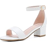 LAURMOSA Girls High Heels Sandal for Girls Open Toe Ankle Buckle Strap Dress Shoes for Little Big Kids in Wedding Party Block Chunky Pump Sandals