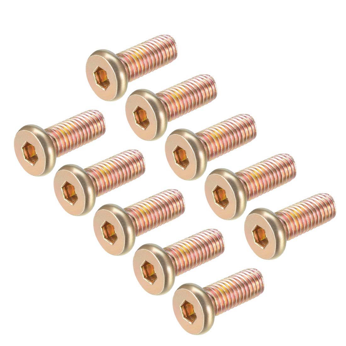 sourcing map M8x20mm Furniture Screw Hex Socket Machine Screws Zinc Plated Fasteners Bolts Full Thread Carbon Steel 20Pcs