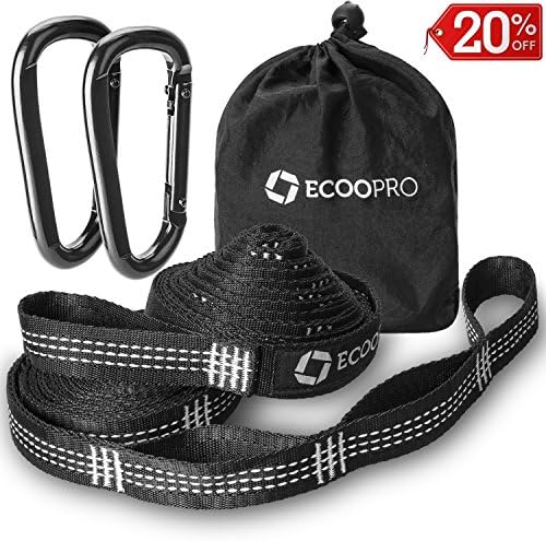 Hammock Straps - Combined 24 Ft Long/ 40 Loops / 2 Carabiners, 100% No Stretch Polyester, Easily Adjustable Tree Friendly Gear For Camping Hammocks