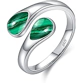 Kootwo Rings for Women S925 Sterling Silver Moss Agate/Turquoise/Moonstone/Malachite Jewelry Rings Gift for Valentine Day