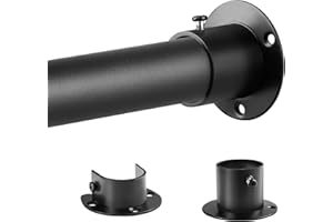 DWELSPIRE Closet Rod, 1.3 Inch Diameter Heavy Duty Adjustable Closet Rods for Hanging Clothes 17 to 124 Inch Closet Hanging Rod Metal Black Closet Poles for Wardrobes