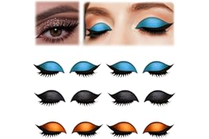 Lazy Eye Shadow Eyelash Patch,Eyeshadow Eyelashes Makeup Stickers,2-in-1 Reusable Colorful Adhesive Eyelid Line Patches,Women