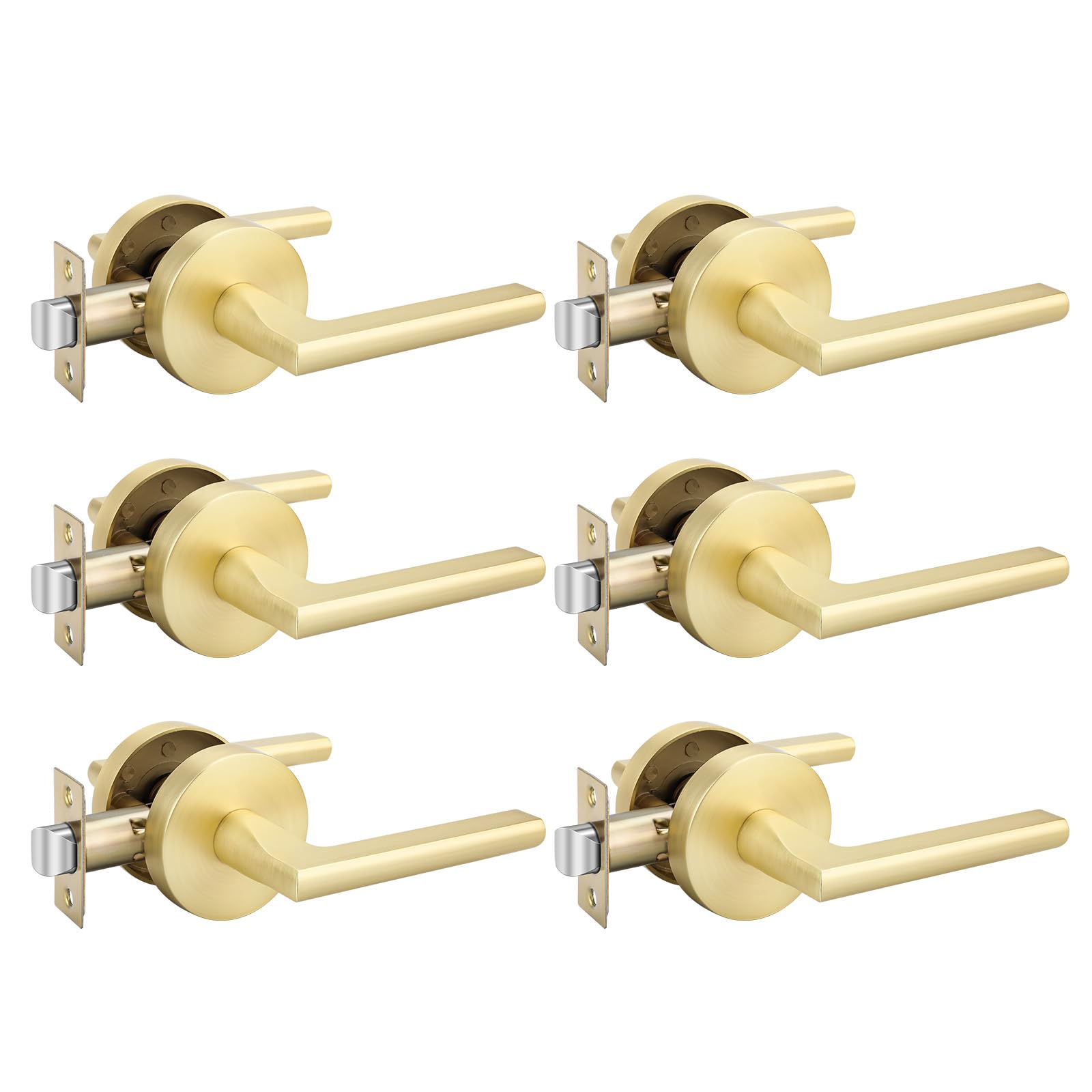 Photo 1 of Haidms Gold Passage Door Handles, Heavy Duty Brushed Gold Interior Door Handles Closets, Zinc Alloy Doorhandles Closet Door Lever Hardware(6 Pack)