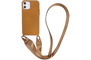 CQUUKOI for iPhone 13 Pro Max,Crossbody Phone Case with Shoulder Strap Soft Silicone Case with Adjustable Lanyard Cute Cool Wireless Charging Shockproof Protector Women Brown