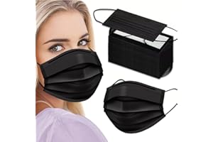 Cozzi Crafts Black Face Masks, 3-Ply Black Masks Disposable 100 Pk (Premium Comfort Soft White Inside) Breathe Easy
