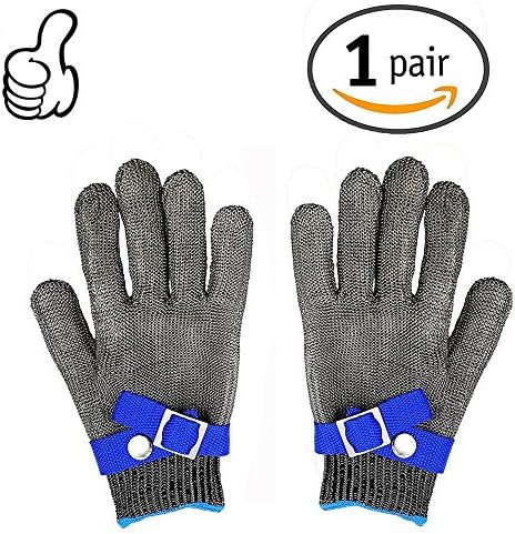 Cut Resistant Gloves New Safety Cut Proof Stab Resistant Stainless Steel Metal Mesh Butcher Glove Food Grade Cut Proof Gloves, A Pair (X-Large)