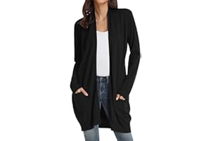 GRACE KARIN Essential Solid Open Front Long Knited Cardigan Sweater for Women