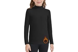 SONEVEN Girls/Boys Mock Neck Long Sleeve Thermal Shirts Turtleneck Fleece Tops Kids Undershirt Warm Base Layer Tops Tees
