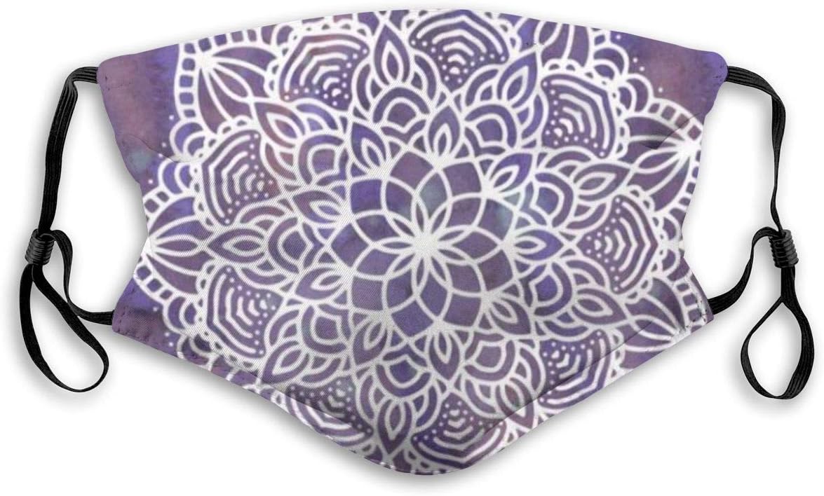 Mouth Mask Unisex Face Mask Ultraviolet mandala prints Black can replace activated carbon filter M nose clip dust maskKermit for Teens Men Women