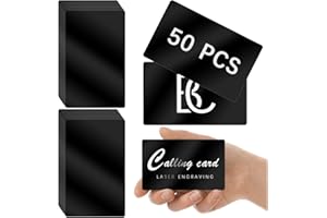 LIPETOL 50 Pcs Black Metal Business Cards, Aluminium Metal Business Card Blanks for CNC Engraver Laser Engraving Multipurpose Personalized Custom Business Cards Blank Thickness 0.01 Inch