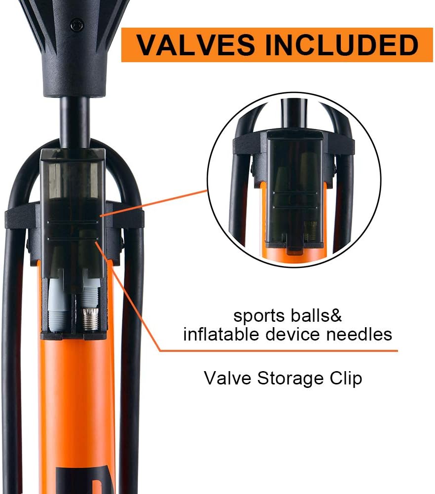 TOOLITIN Floor Bicycle Pump with Gauge, 160 Psi High Pressure, Bike Pump Compatible with Presta and Schrader Valve, Bike Tire Pump for Road Bike, MTB, Hybrid, Balls : Sports & Outdoors