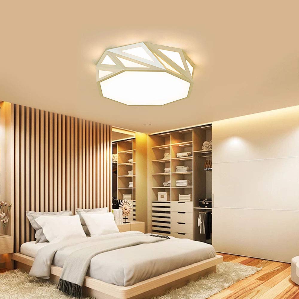 Neporal 30W Ceiling Fixture Dimmable 3 Color Temperature Adjustable 16 Inch Flush-Mount-Ceiling-Light-LED Modern for Bedroom Study Living Room Kitchen