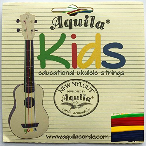 Aquila Kids Educational Colorful Ukulele New Nylgut Strings Soprano Green Red Yellow Blue