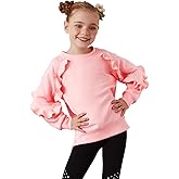 CHILDRENSTAR Girls Ruffles Sweatshirt Long Sleeve Crewneck Cute Pullover Tops Side Slit Fall Spring Clothes For Kids