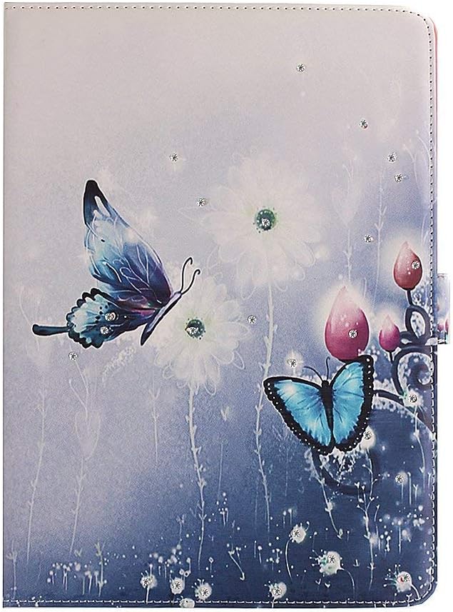 Felfy iPad Pro (iPad 7) 12.9 Inch Case Apple iPad Pro 7th Generation 12.9" Butterfly Floral Bling Glitter Diamond Pu Leather Flip Protective Case Cover +1x Purple Flower Dust Plug +1x Purple Stylus